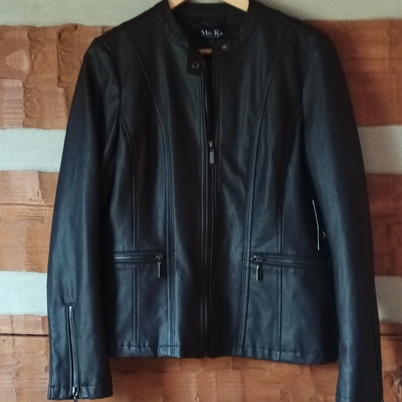 Mo-Ka Jackets & Blazers - NEW Mo Ka faux leather jacket lined zipper hardware sleeves/pockets plum…